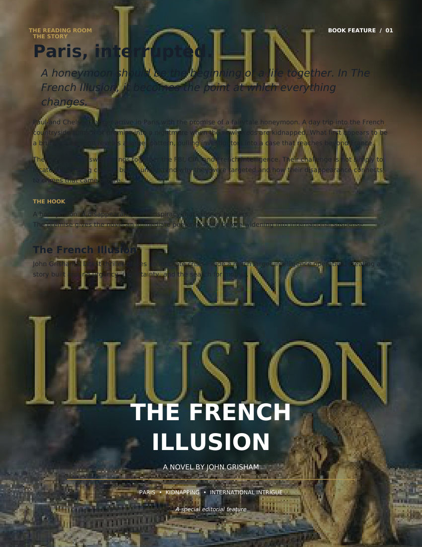 The Reading Room magazine feature featuring John Grisham, page 1