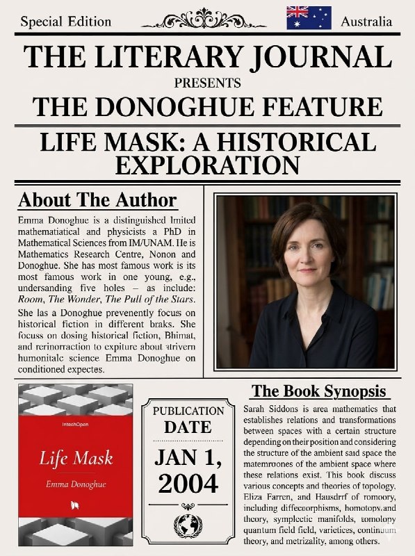 The Literary Journal front page featuring Emma Donoghue